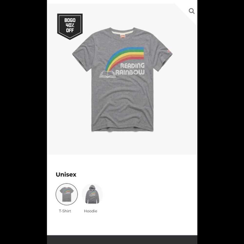 Homage Reading Rainbow Unisex T-Shirt - Retro Design